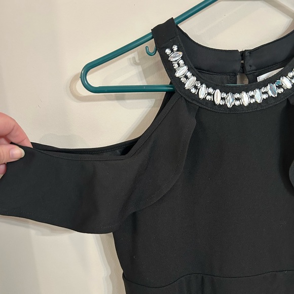 Emerald Sundae girls XL (16) black dress crystal neckline off shoulder - Picture 2 of 5